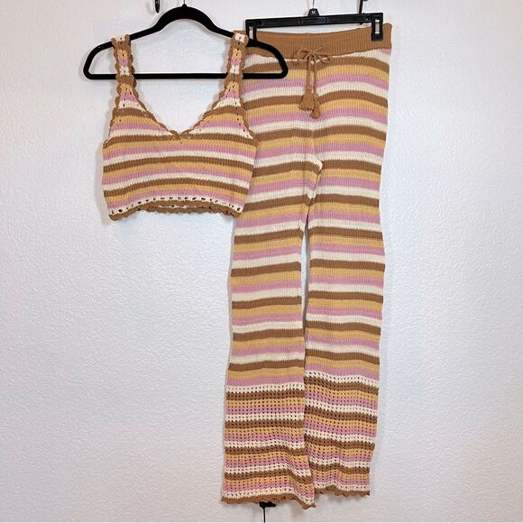 L*Space Turn the Tide 2 Piece Knit Swim Coverup Set in Cancun Stripe size Small - Picture 5 of 15